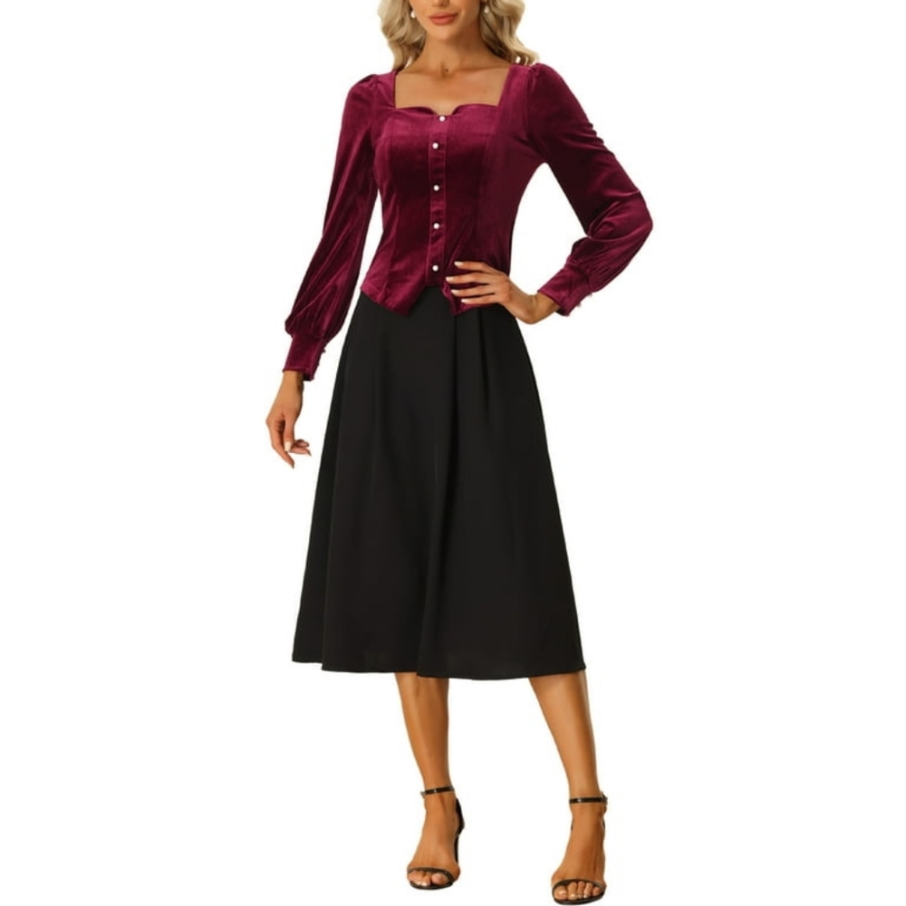 Burgundy Velvet Victorian Top